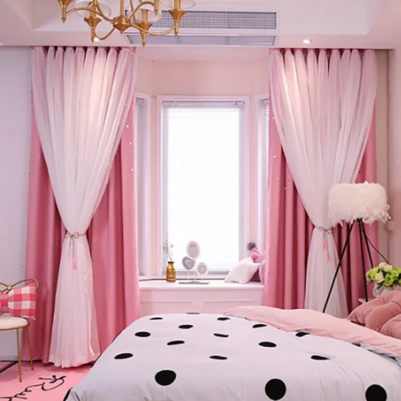 Double Layer Star Cut Out Curtains