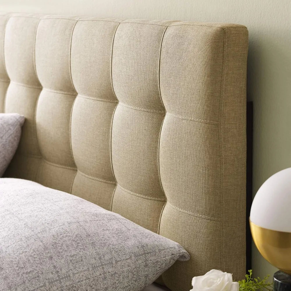Linen Fabric Upholstered King Headboard