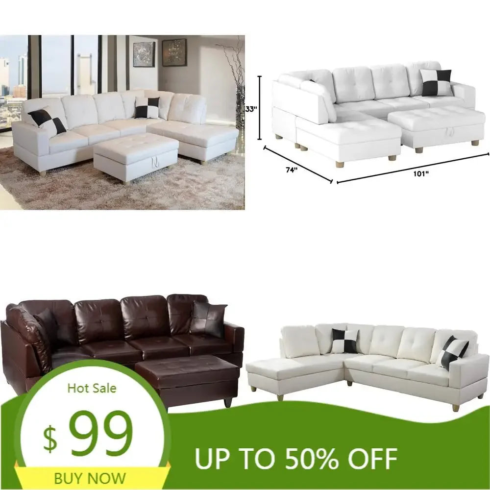 Sectional Sofa Set Including Ottoman