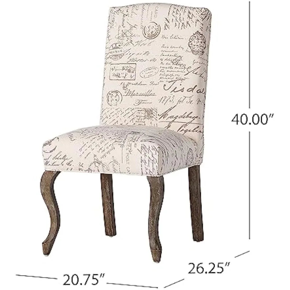 Fabric French Script Dining Chairs