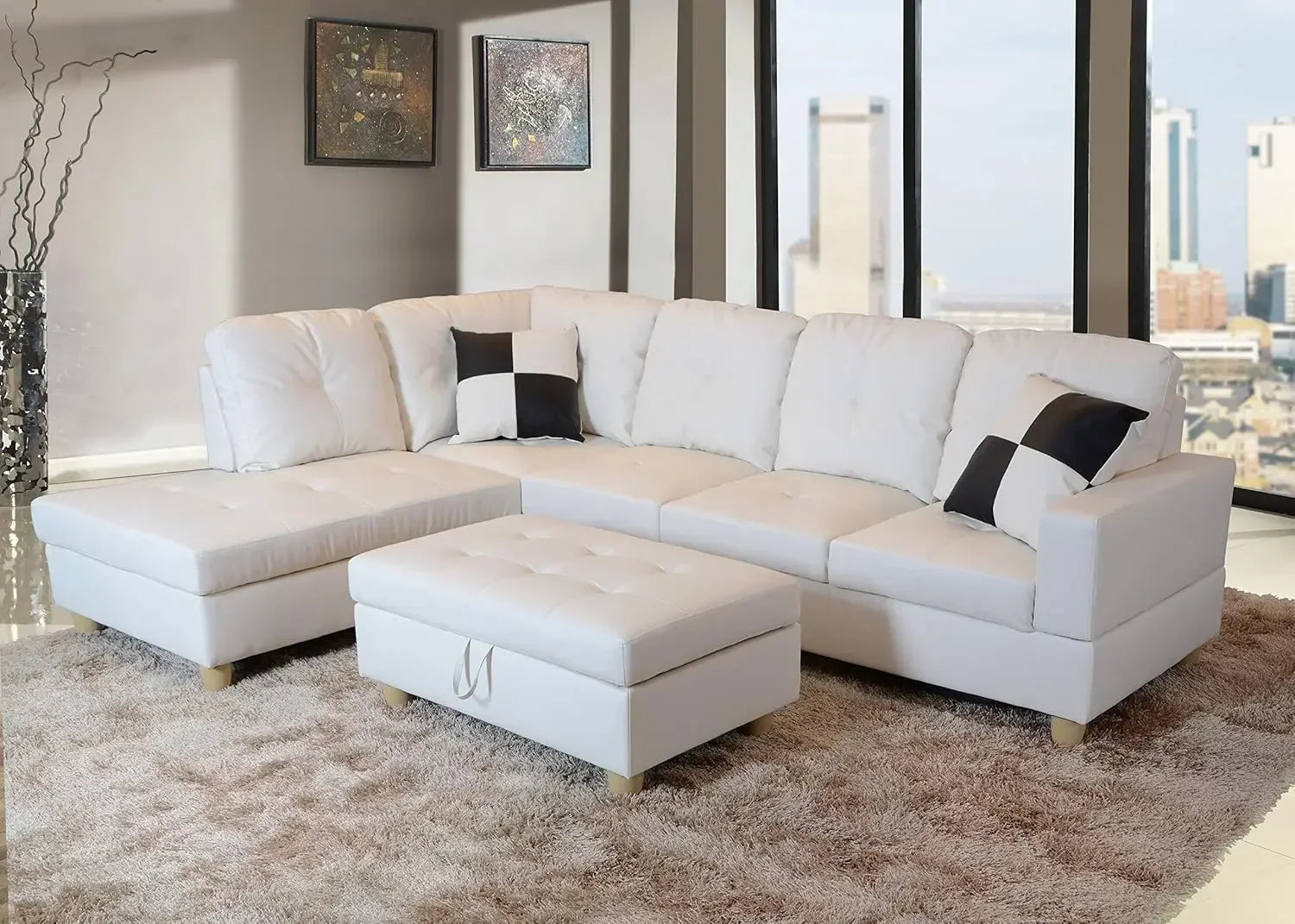 Sectional Sofa Set Including Ottoman