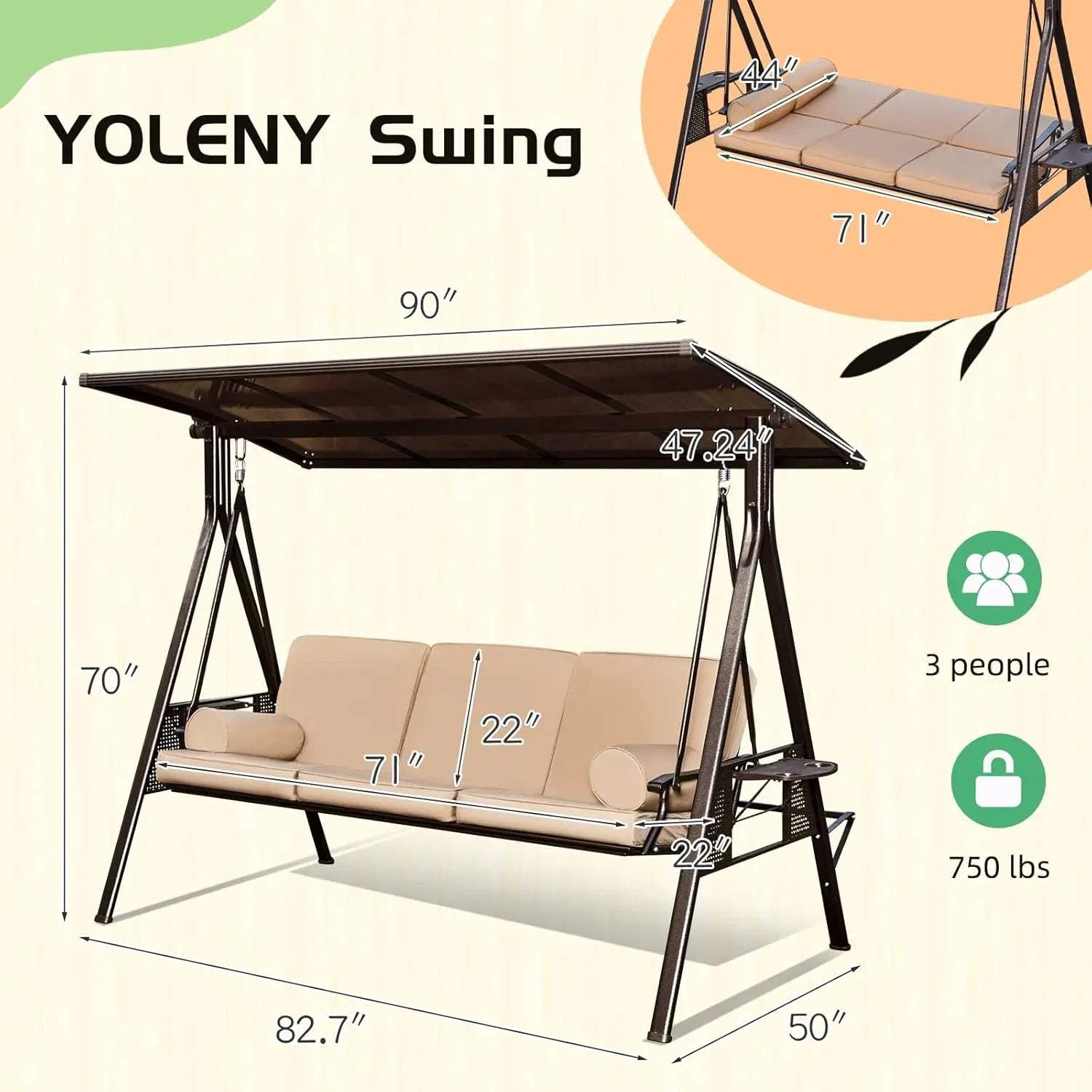 Convertible Backrest Swing Bed