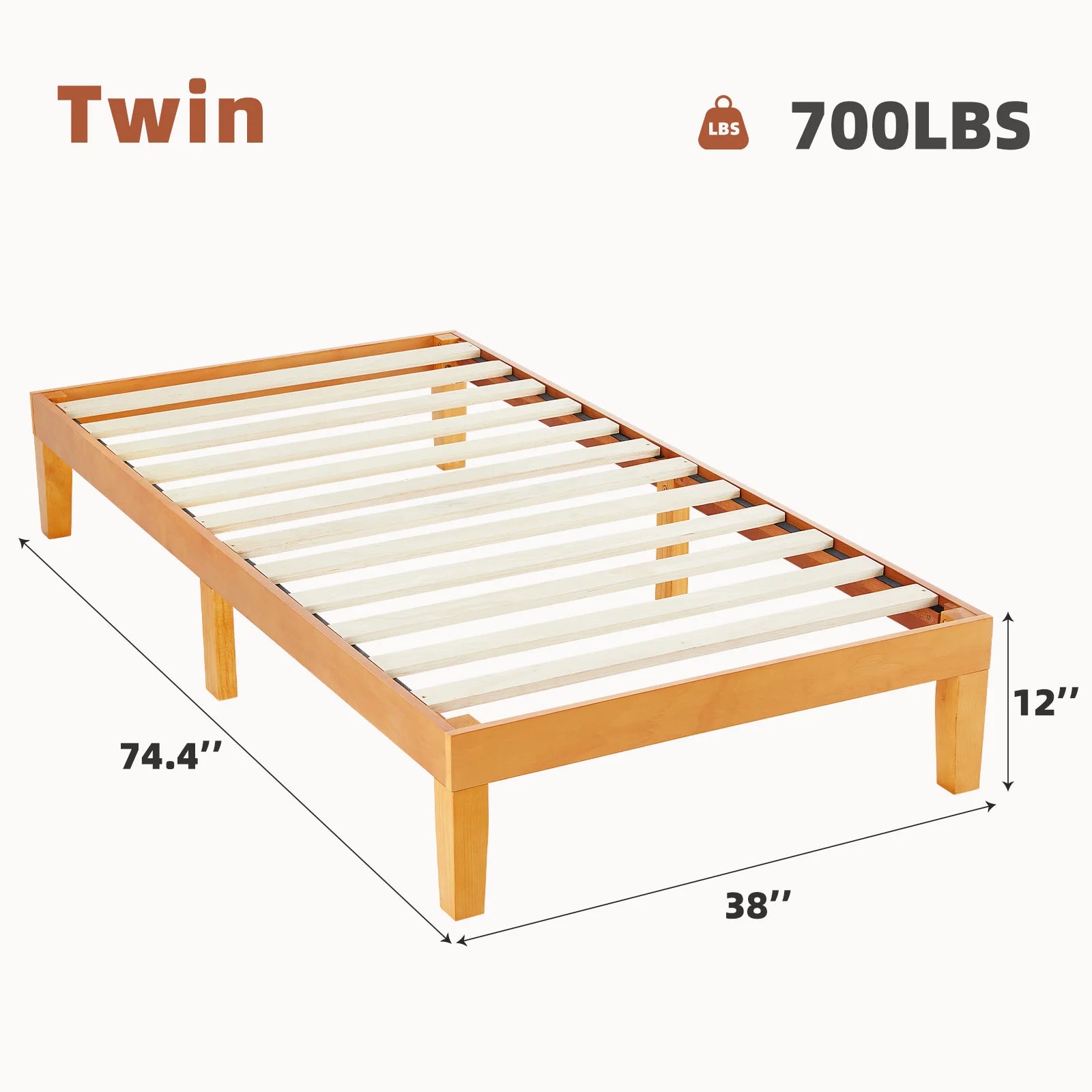 JHK Queen Solid Wood Bed Frame
