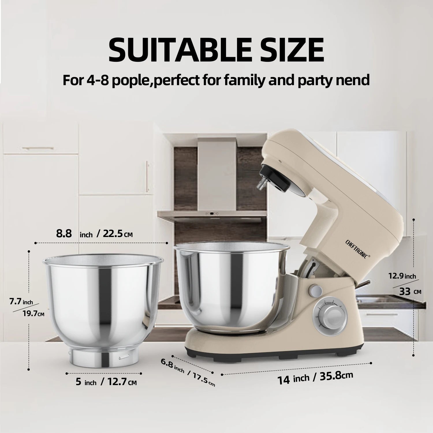 CHEFTRONIC Tilt Head Electric Stand Mixer