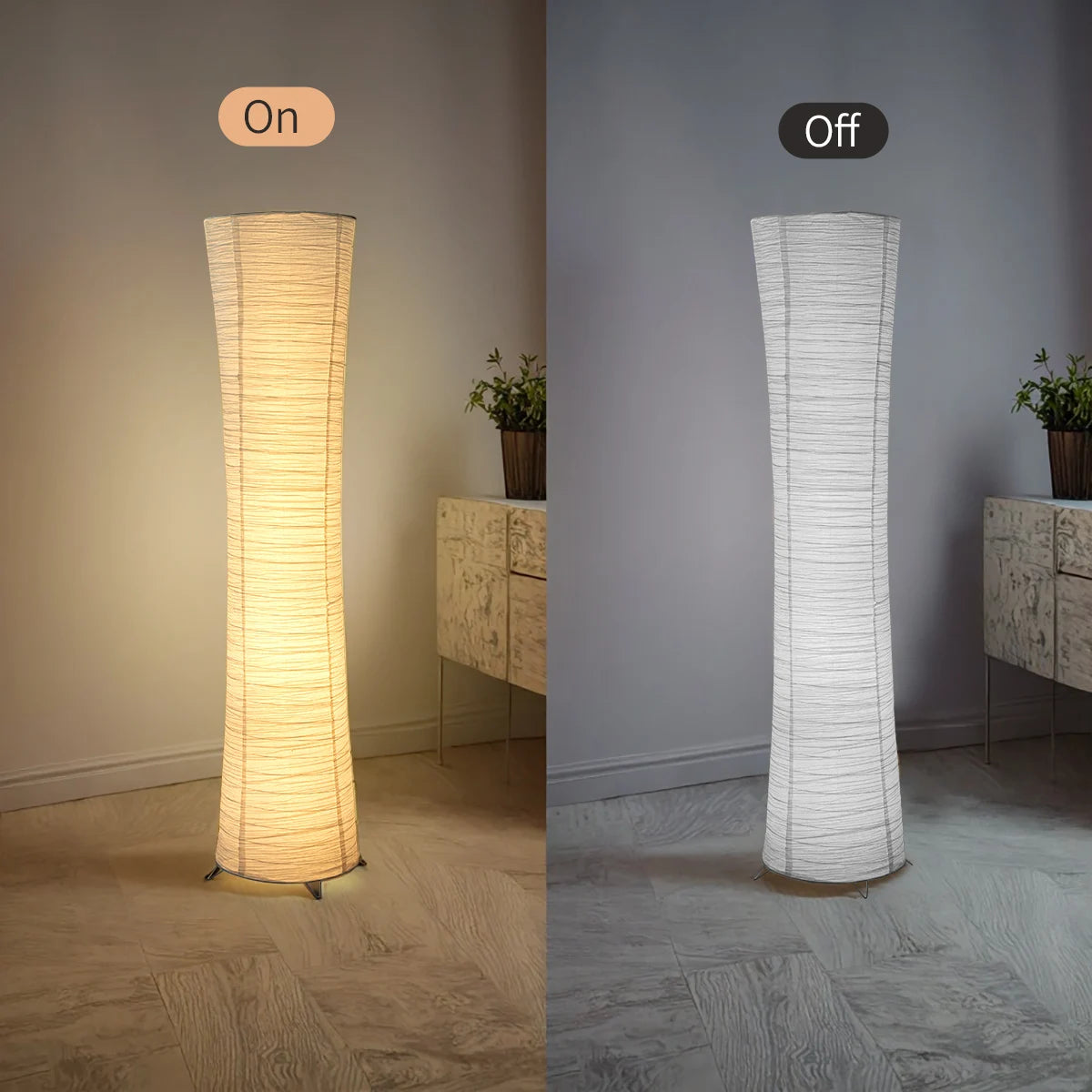 Paper And Chrome-Plated Floor Lamp