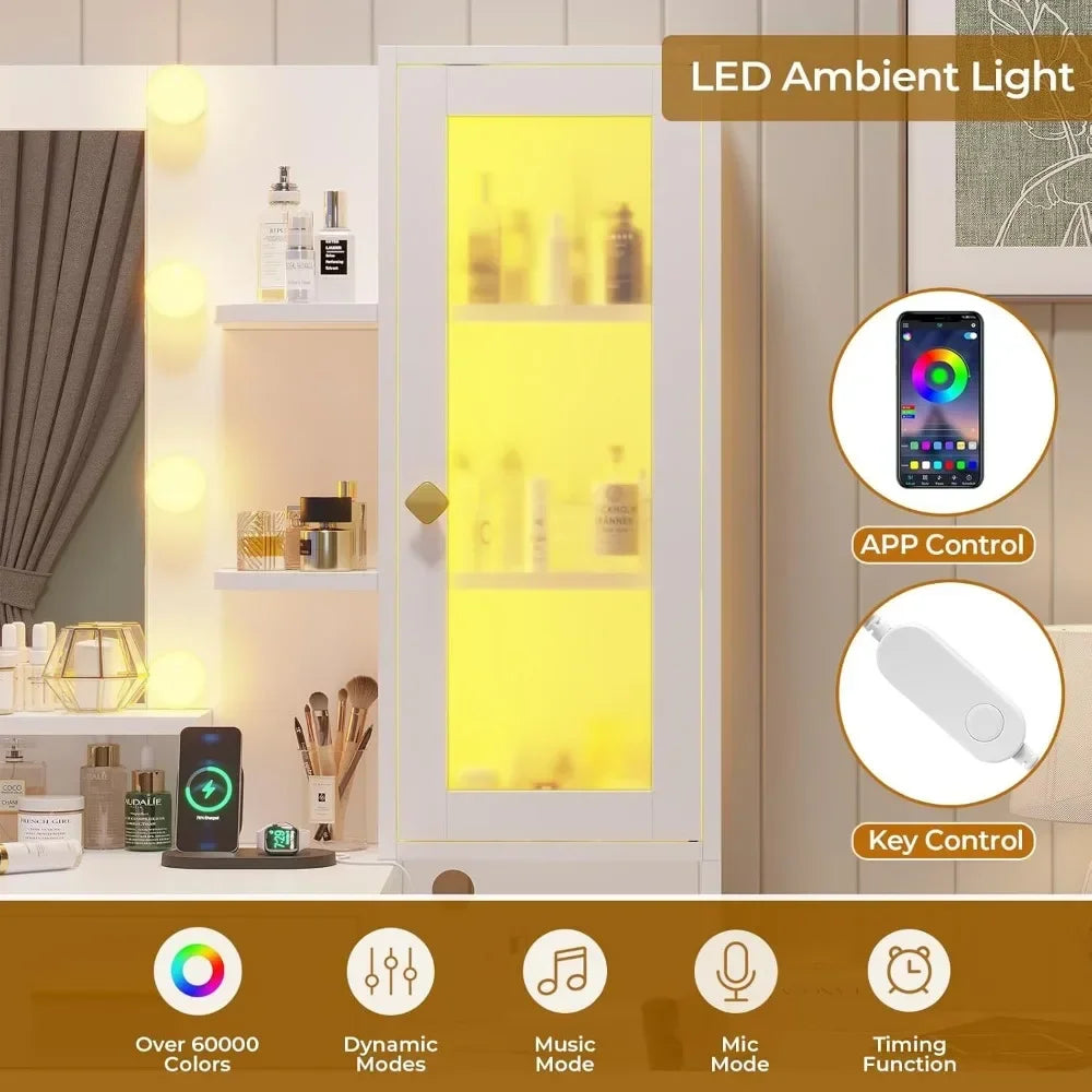 Makeup Vanity Desk with Charging Station