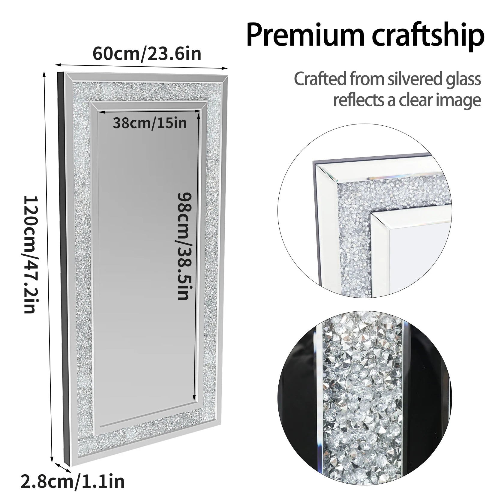 Crushed Crystal Full Length Mirror