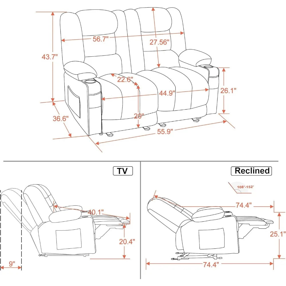 55.9" Power Loveseat Recliner