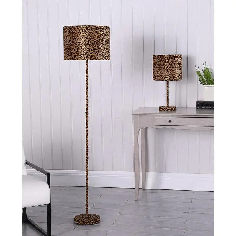 Faux Suede Leopard Table Lamp