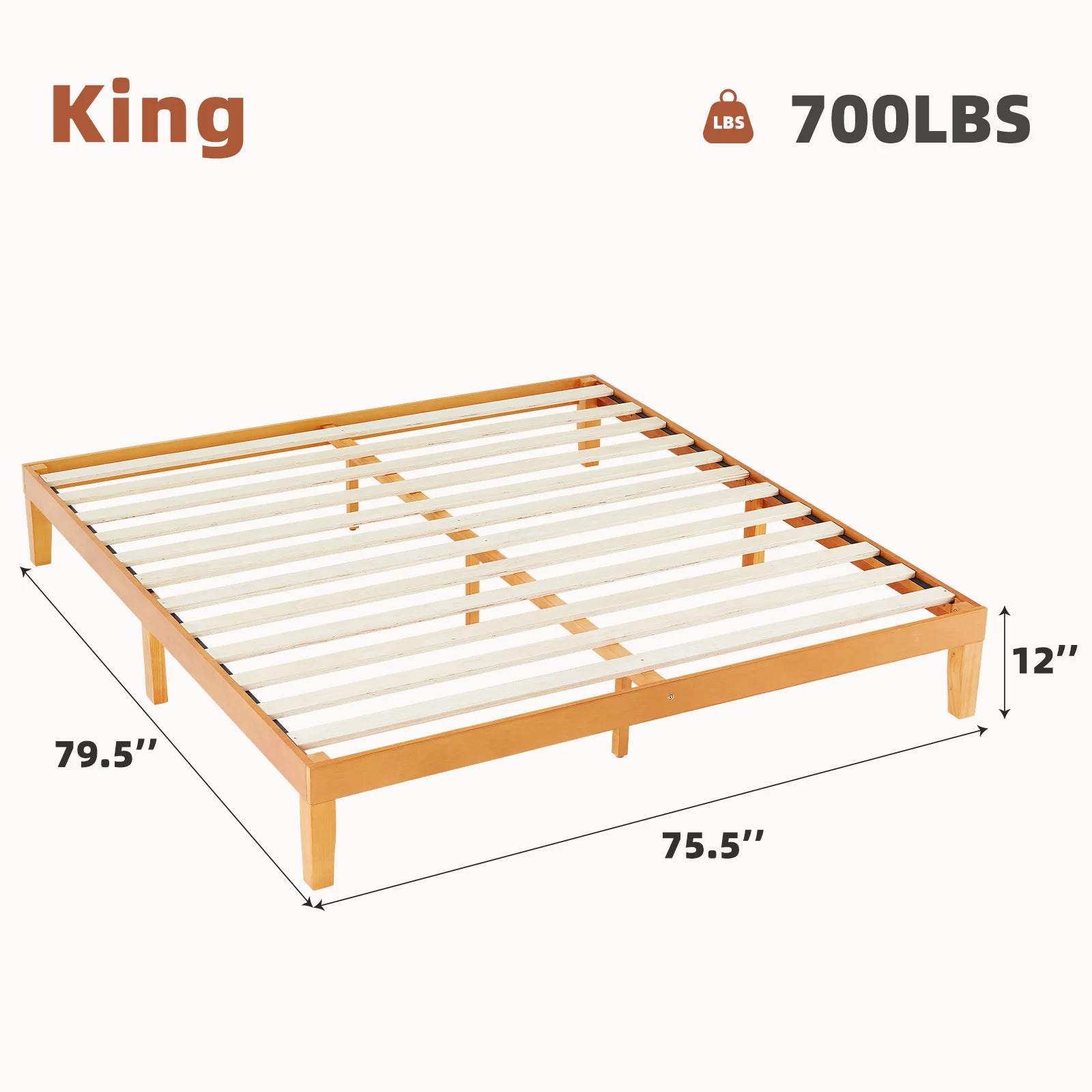 JHK Queen Solid Wood Bed Frame