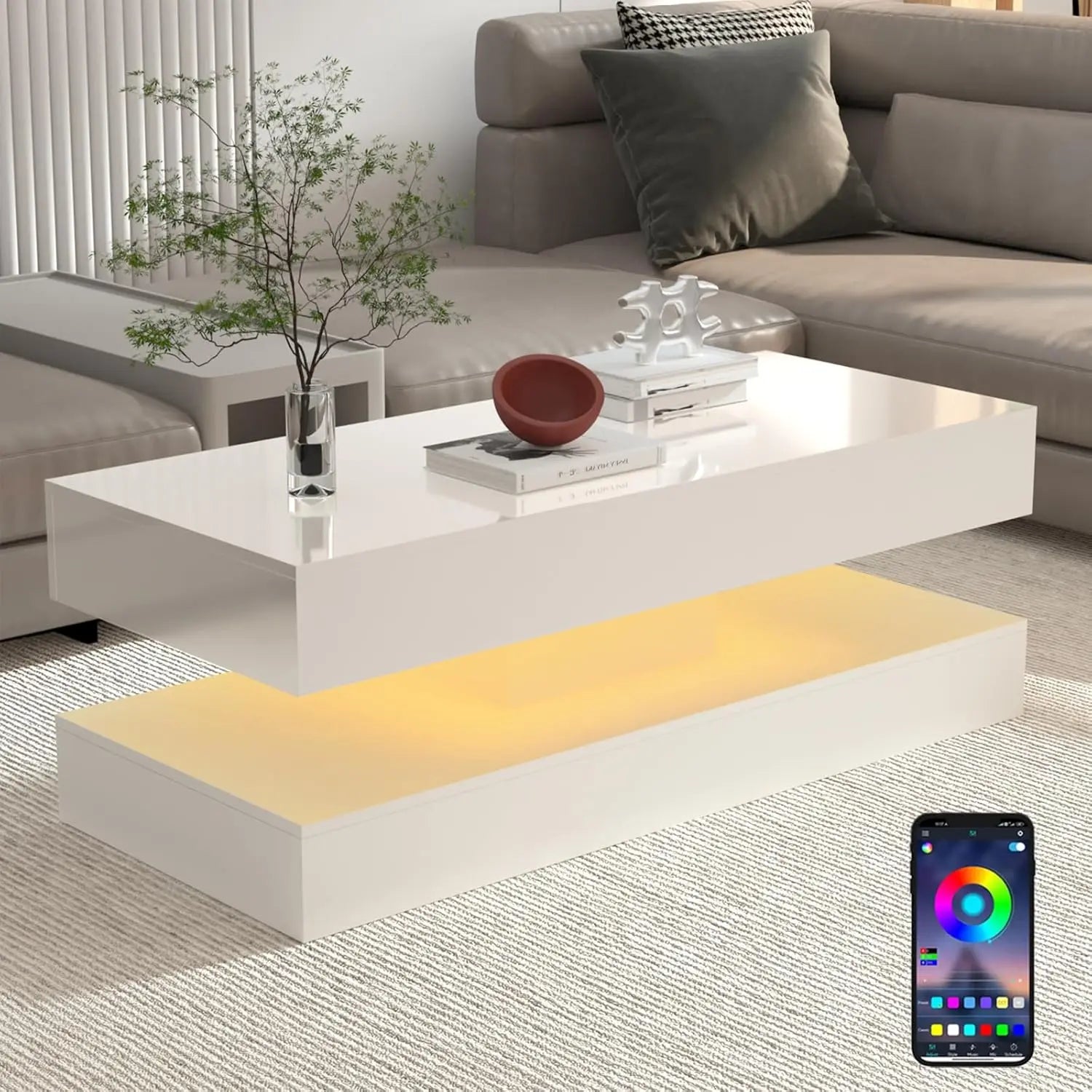 Coffee Table with LED Lights