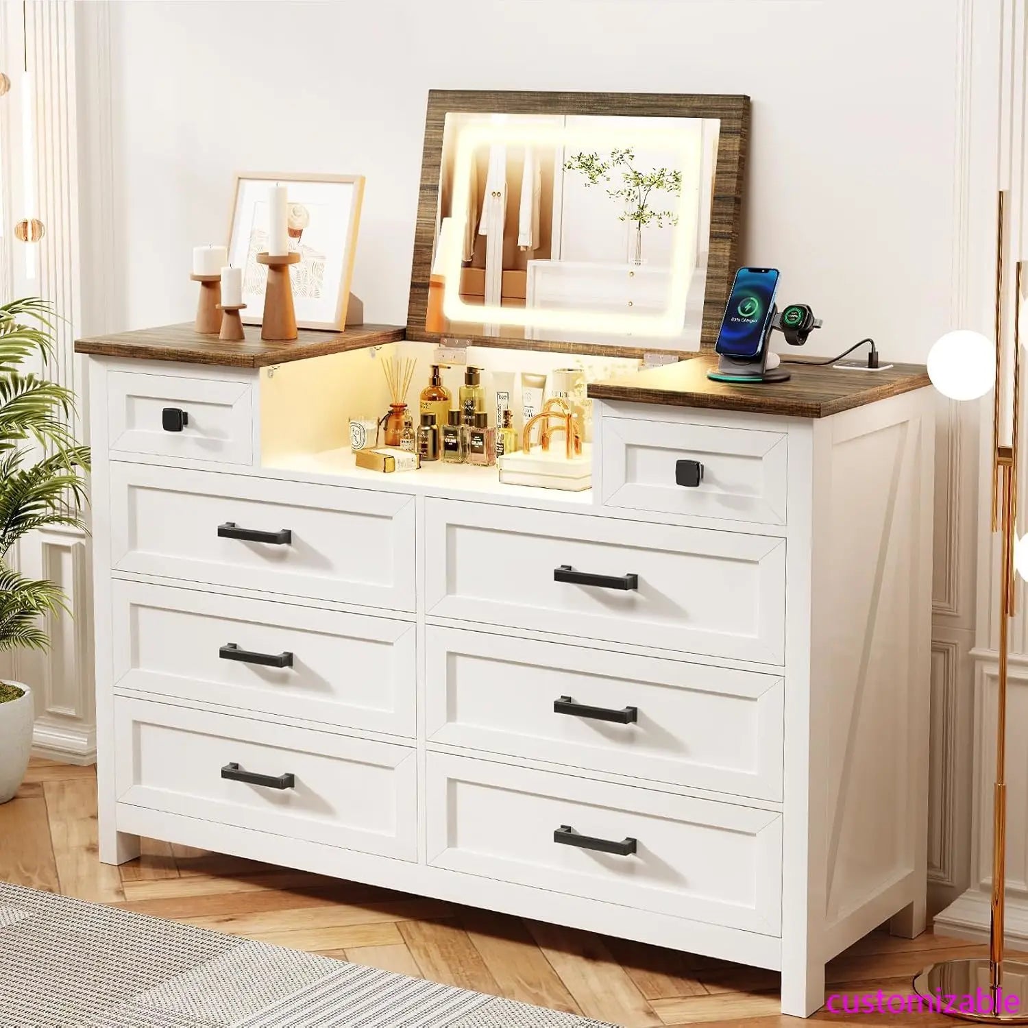 Chest of Drawers with LED Mirror