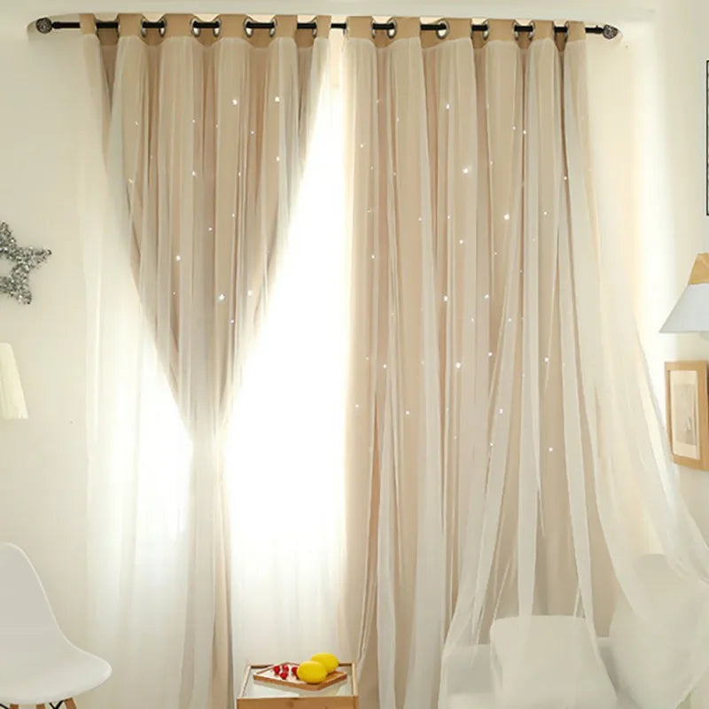 Double Layer Star Cut Out Curtains
