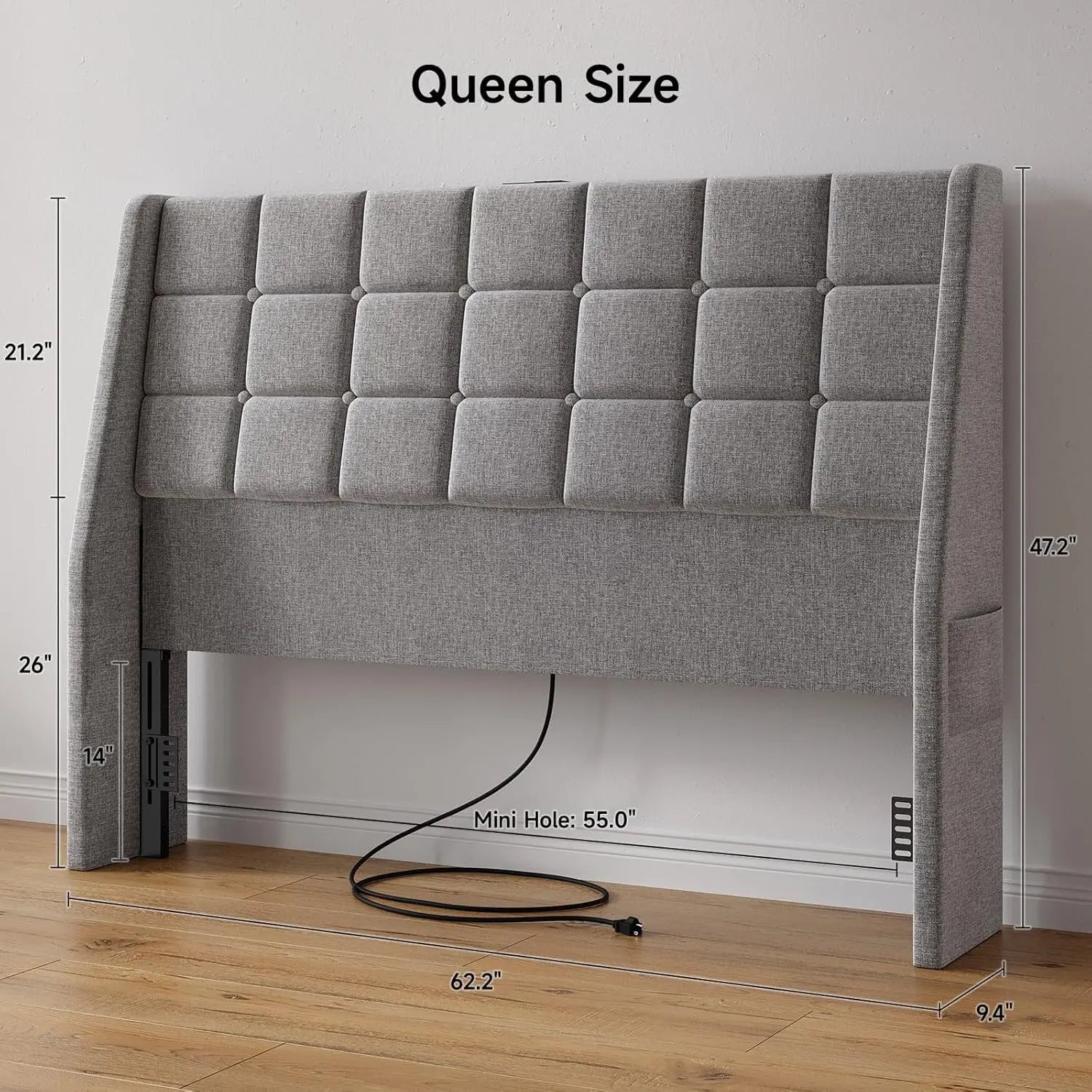 Queen Headboard w/Charging Station