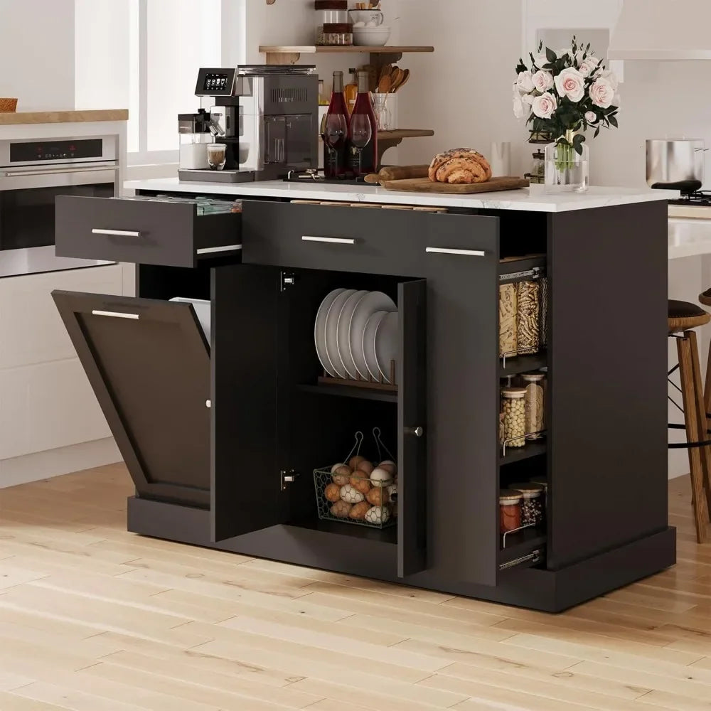 Kitchen Island with Trash Can Storage