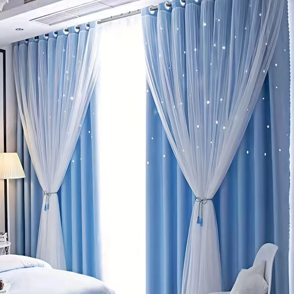 Blue Romantic Sheer Curtains