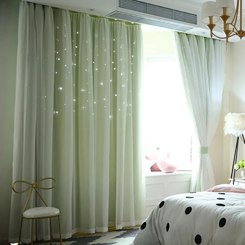 Double Layer Star Cut Out Curtains