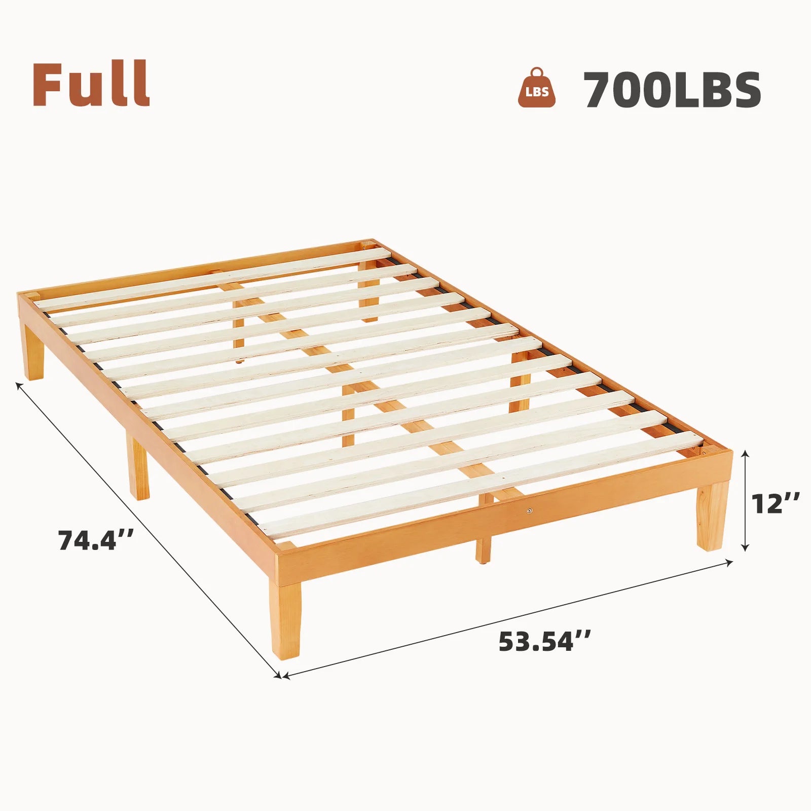 JHK Queen Solid Wood Bed Frame