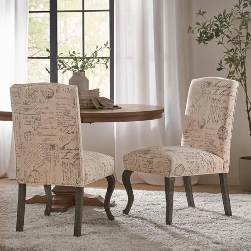 Fabric French Script Dining Chairs