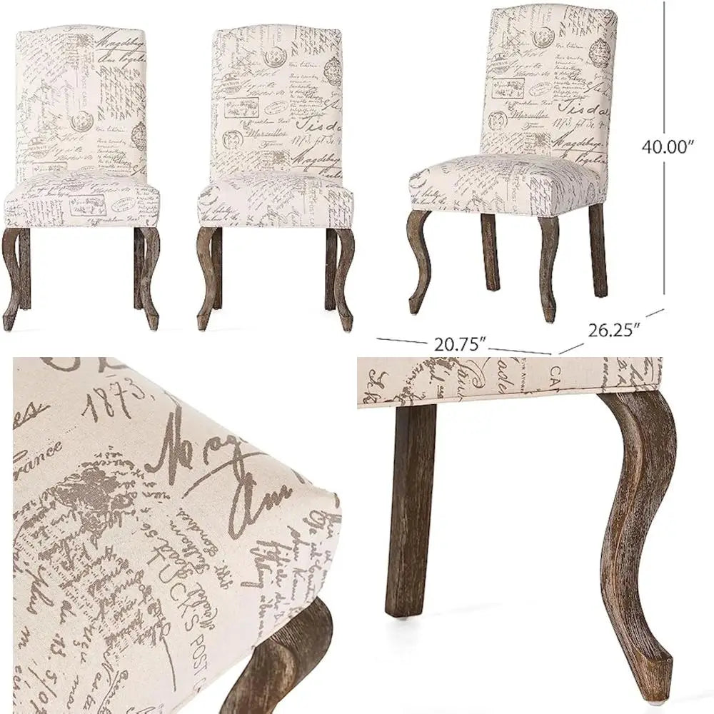 Fabric French Script Dining Chairs