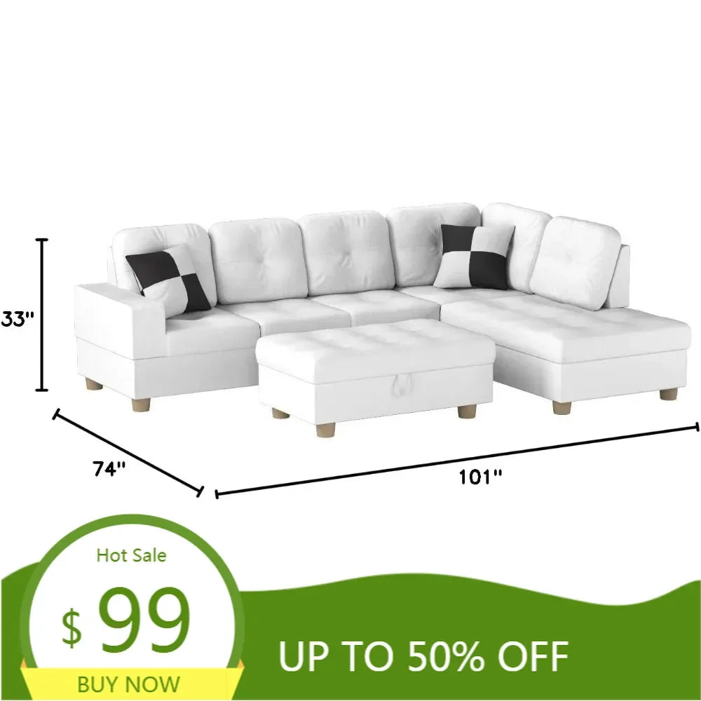 Sectional Sofa Set Including Ottoman