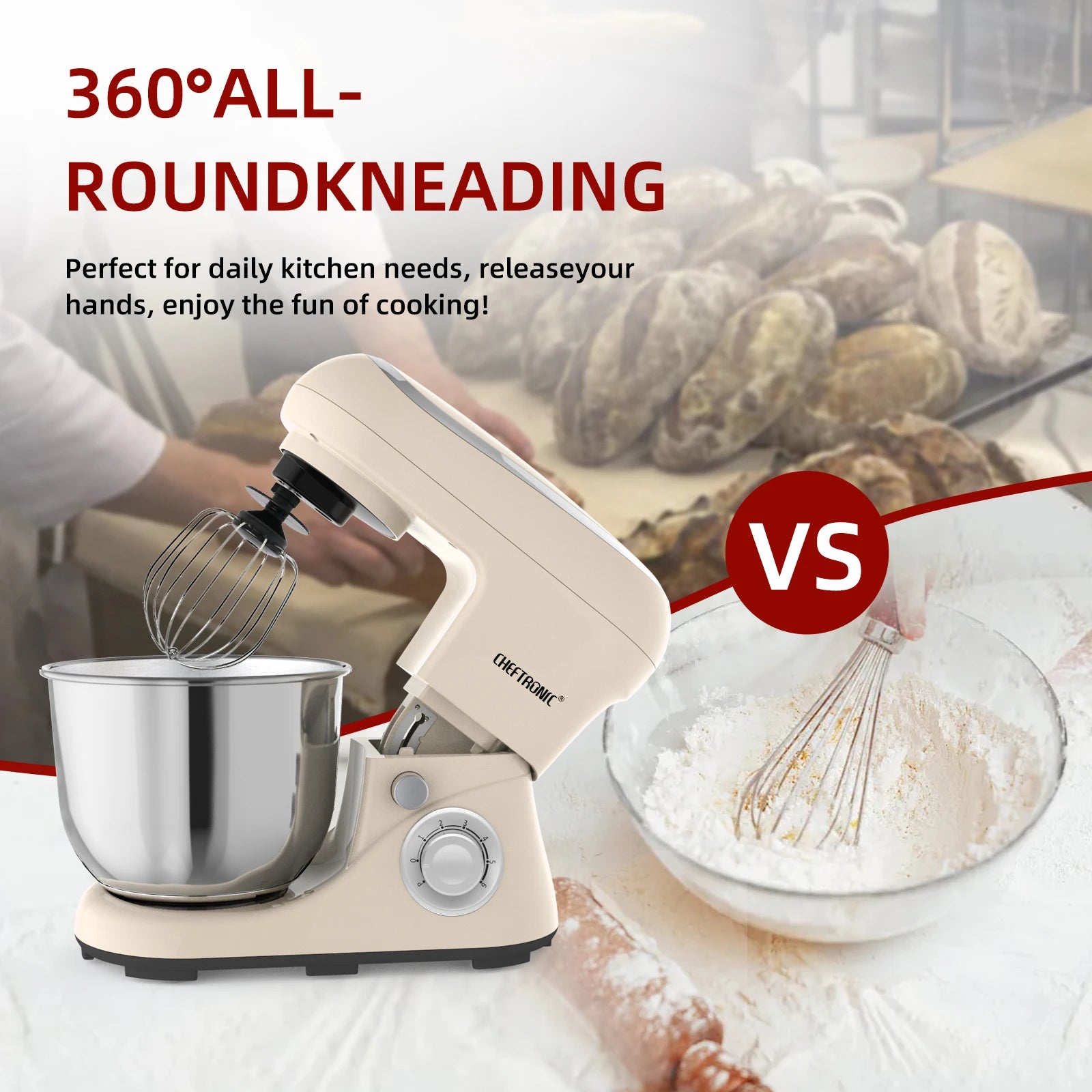CHEFTRONIC Tilt Head Electric Stand Mixer