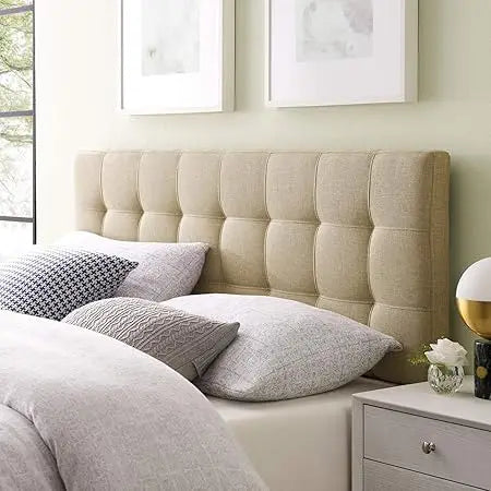 Linen Fabric Upholstered King Headboard