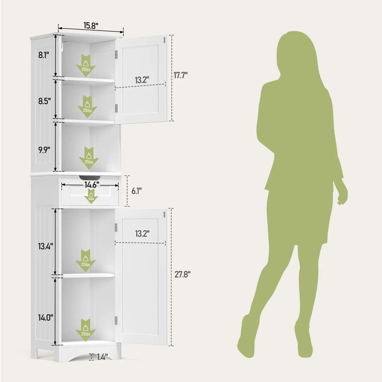 67" H Tall Bathroom Storage Cabinet