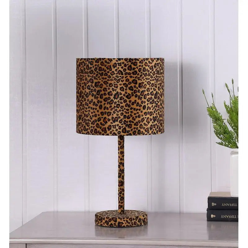 Faux Suede Leopard Table Lamp