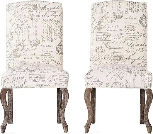 Fabric French Script Dining Chairs