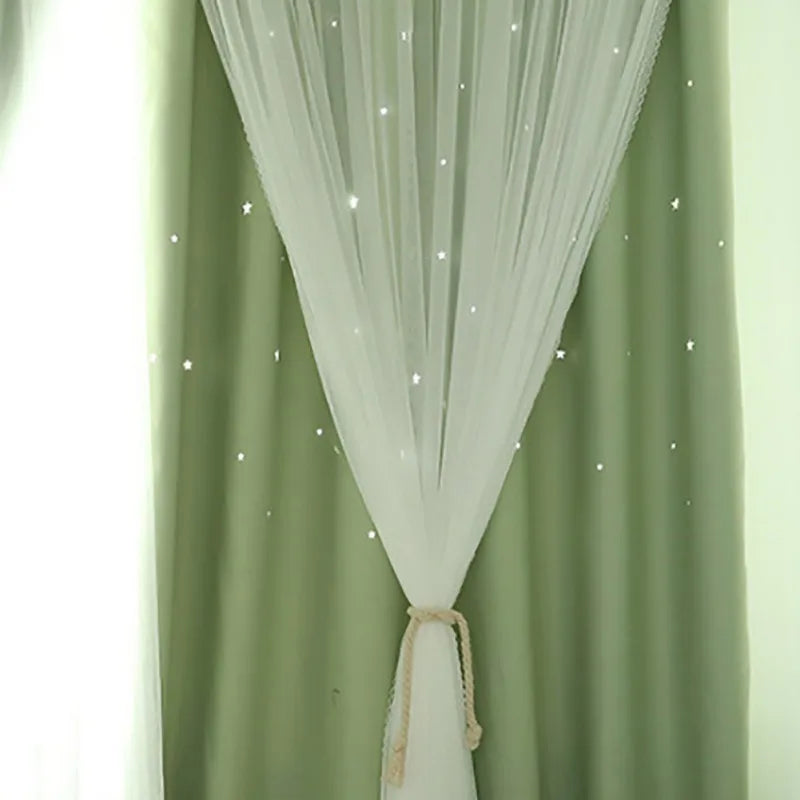 Double Layer Star Cut Out Curtains