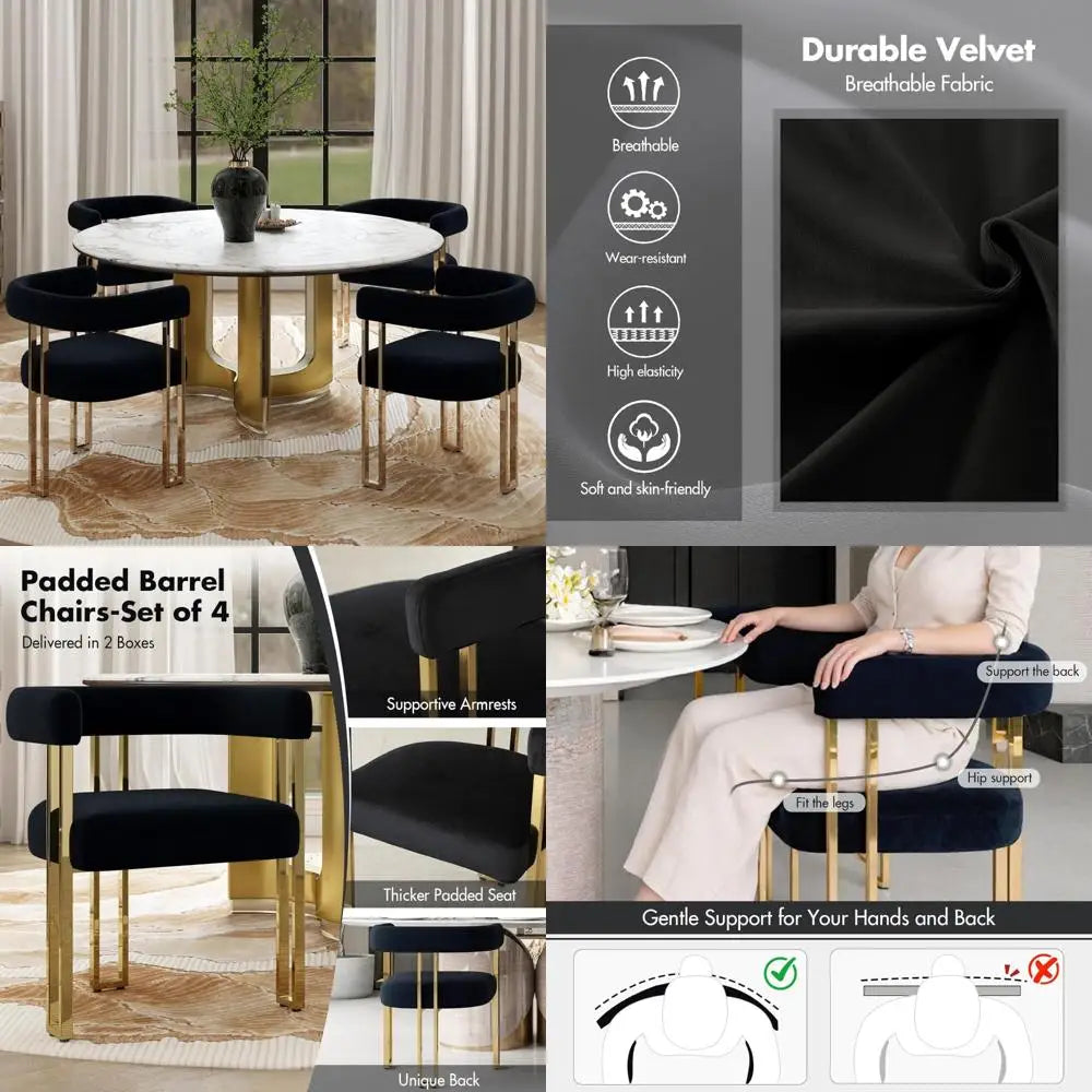 Set of 4 Modern Barrel Dining Chairs