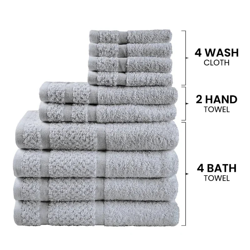 10 Piece Grey Towel Set