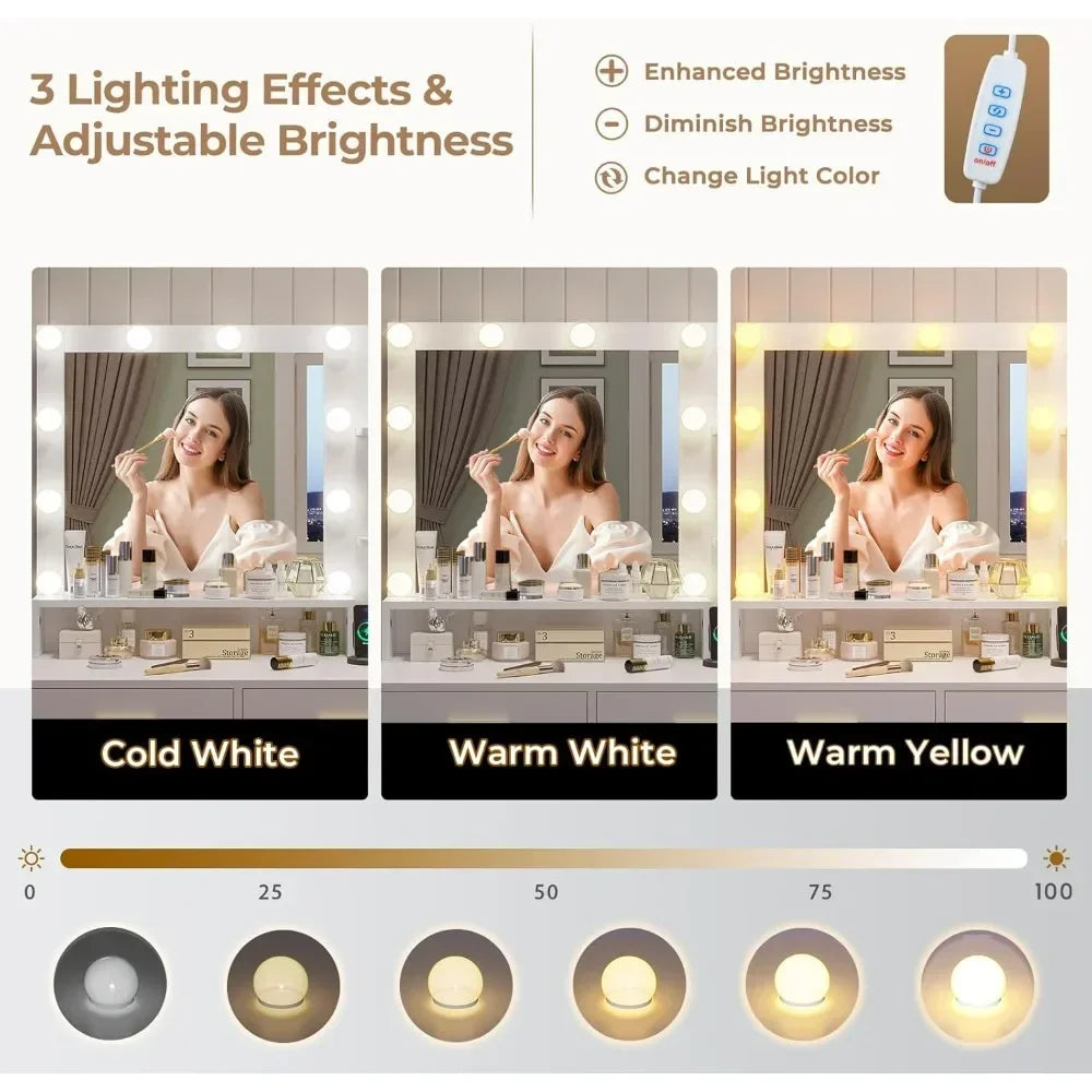 Makeup Vanity Desk with Charging Station