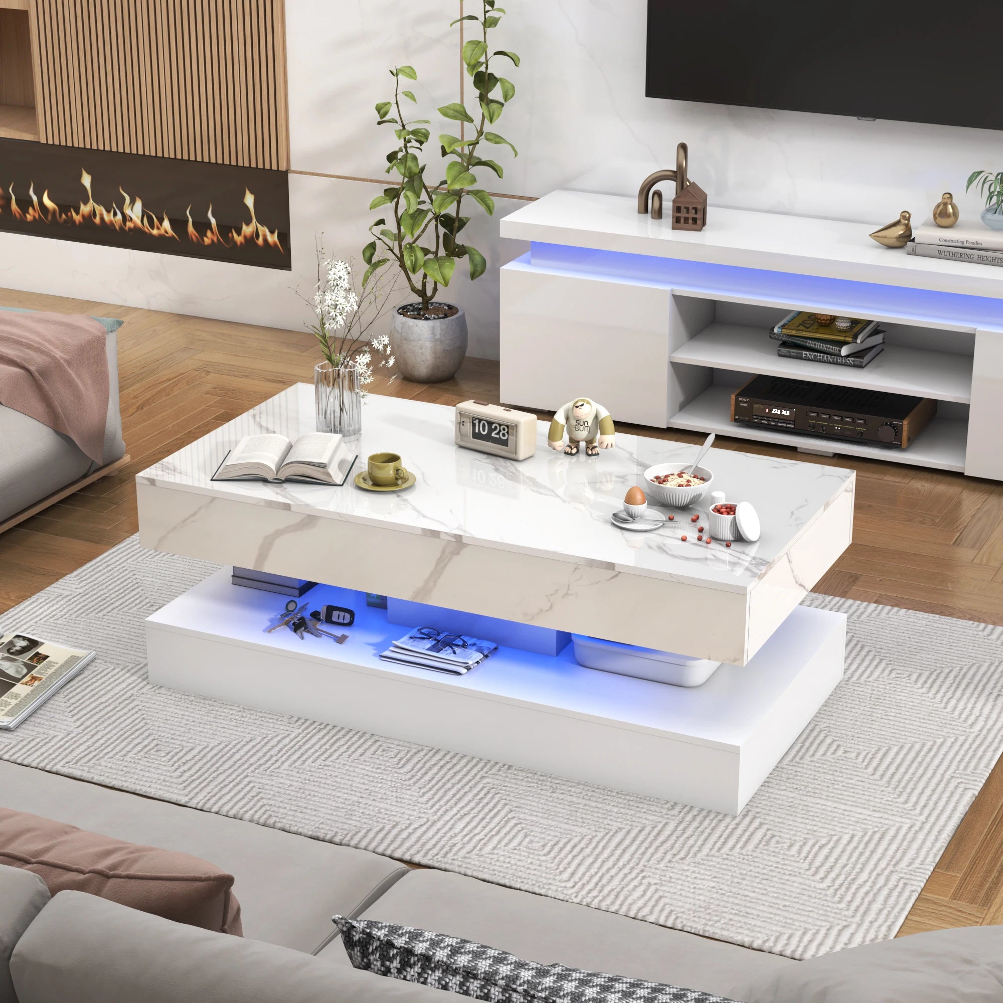 Coffee Table with LED Lights