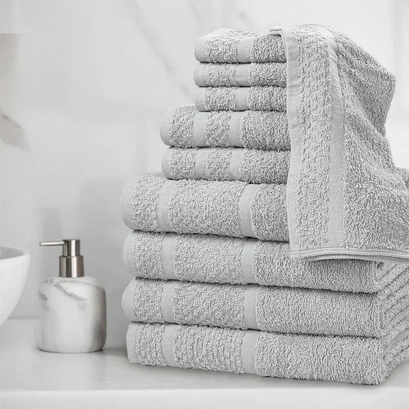 10 Piece Grey Towel Set