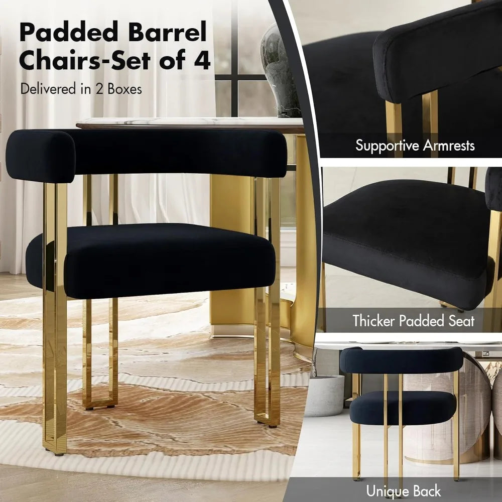 Set of 4 Modern Barrel Dining Chairs