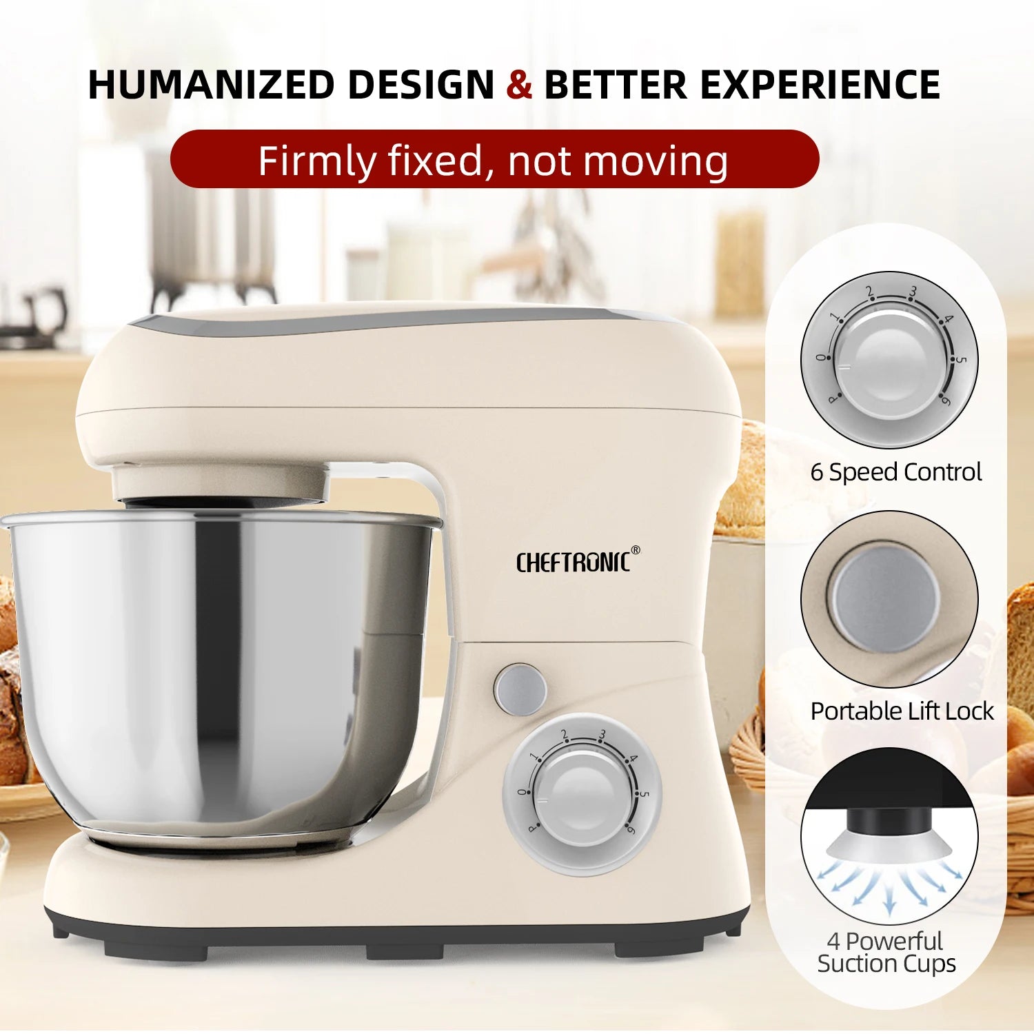 CHEFTRONIC Tilt Head Electric Stand Mixer