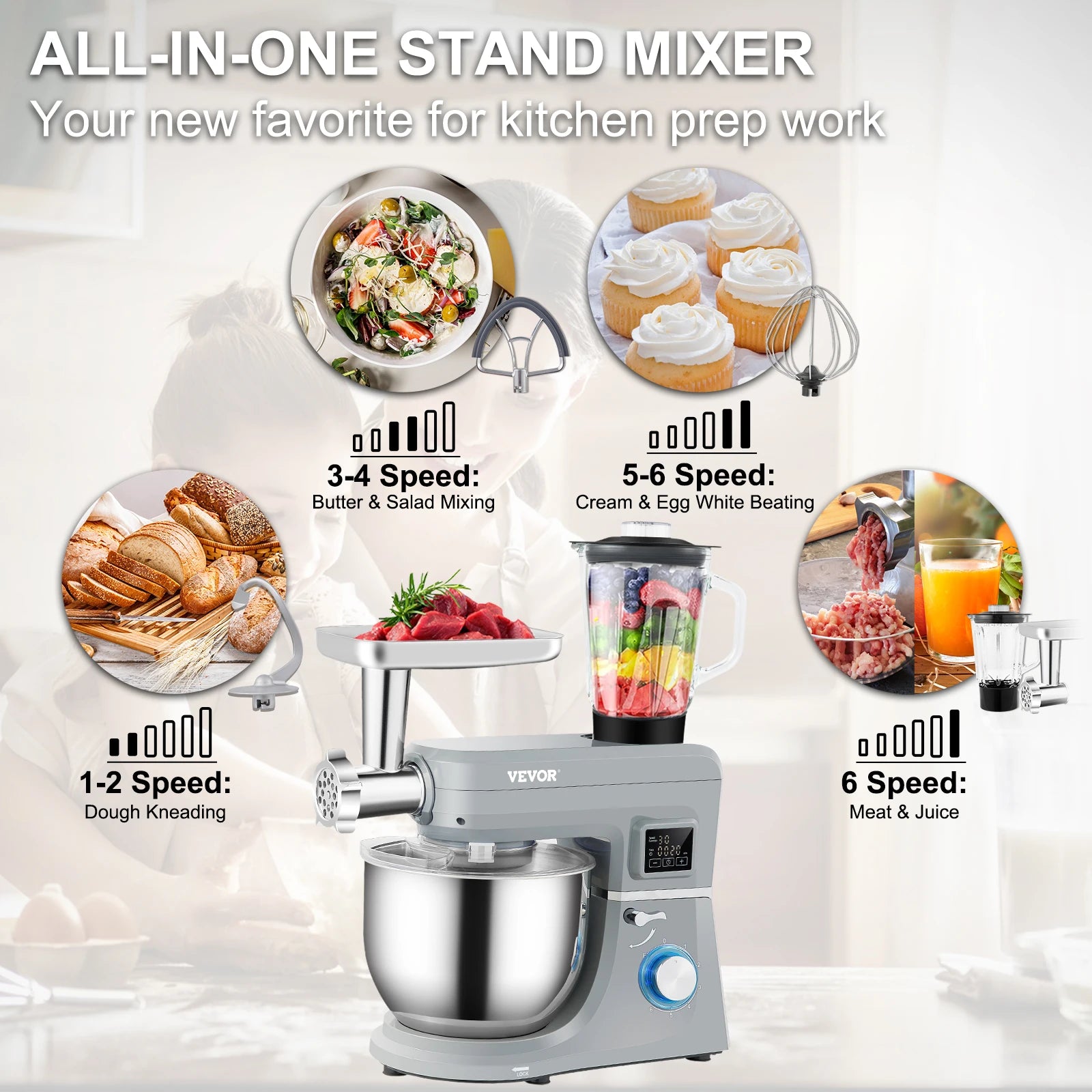 5 IN 1 Stand Multifunctional Electric Mixer