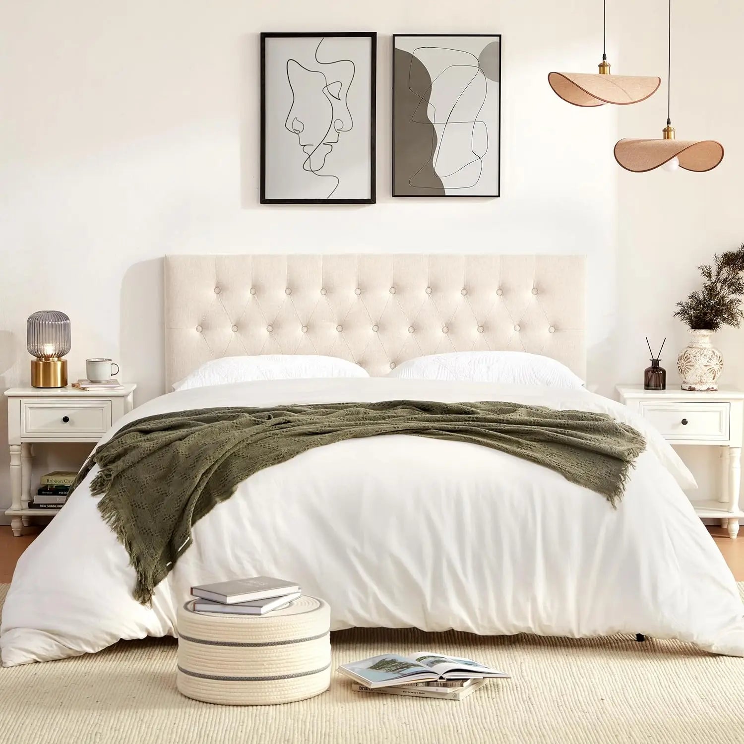 Upholstered Solid Wood Queen Headboard