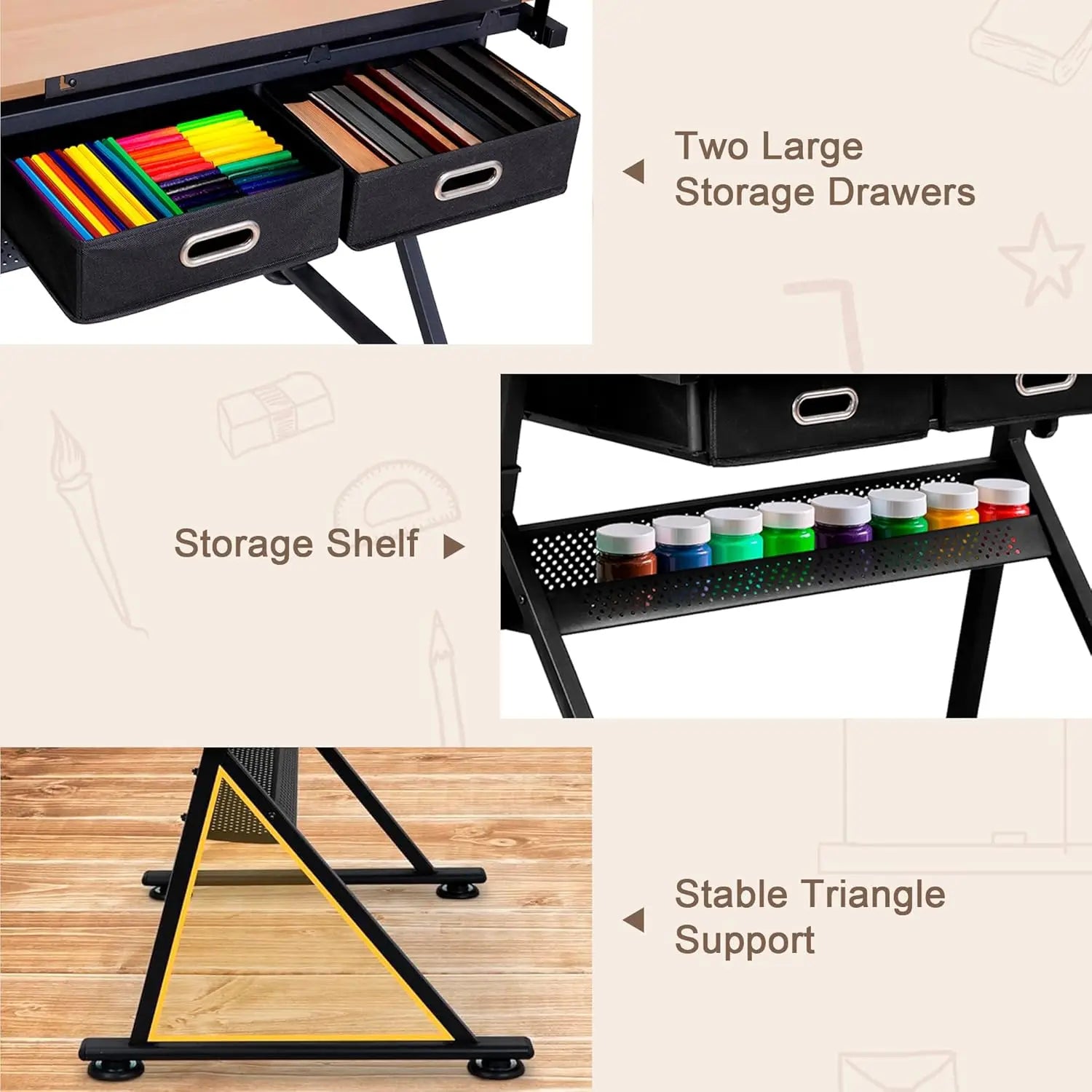 Adjustable Drafting Table with Stool