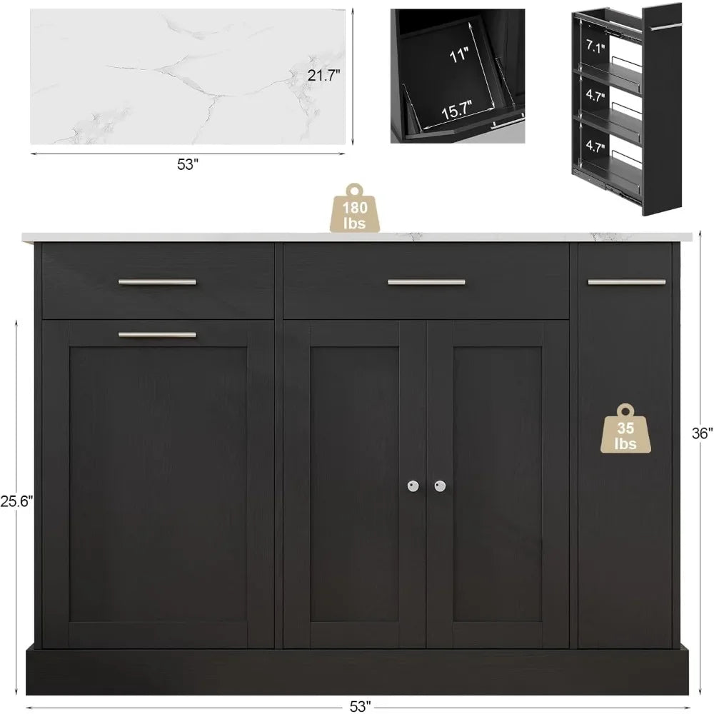 Kitchen Island with Trash Can Storage