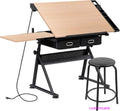 Adjustable Drafting Table with Stool