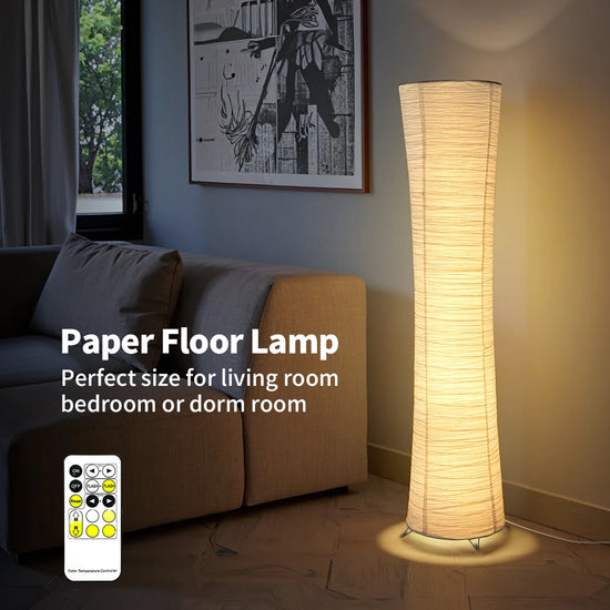 Paper And Chrome-Plated Floor Lamp