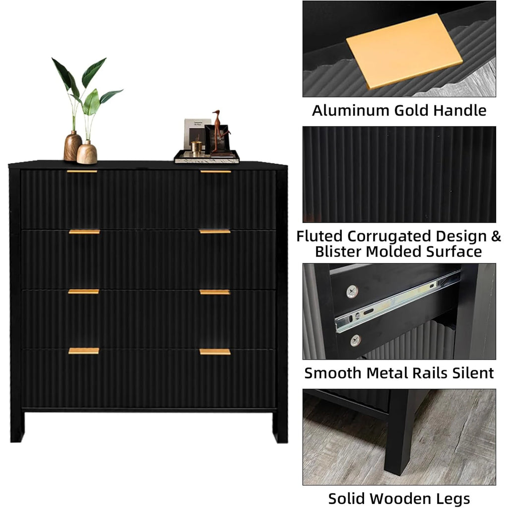 Fluted 4 Drawers Modern Chest