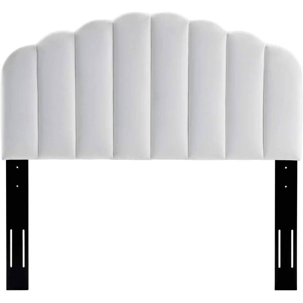 Velvet Upholstered Twin Headboard in White