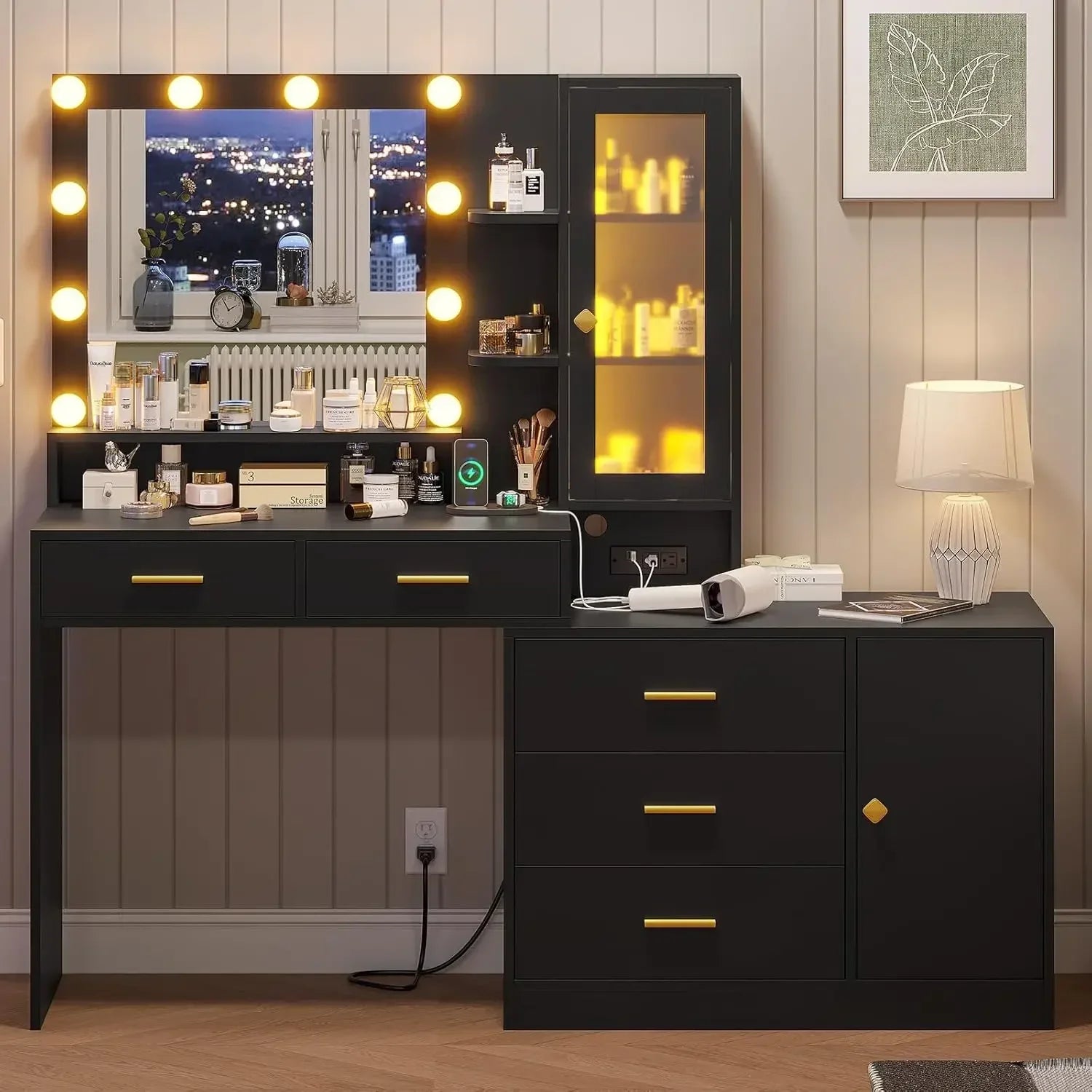 Makeup Vanity Desk with Charging Station