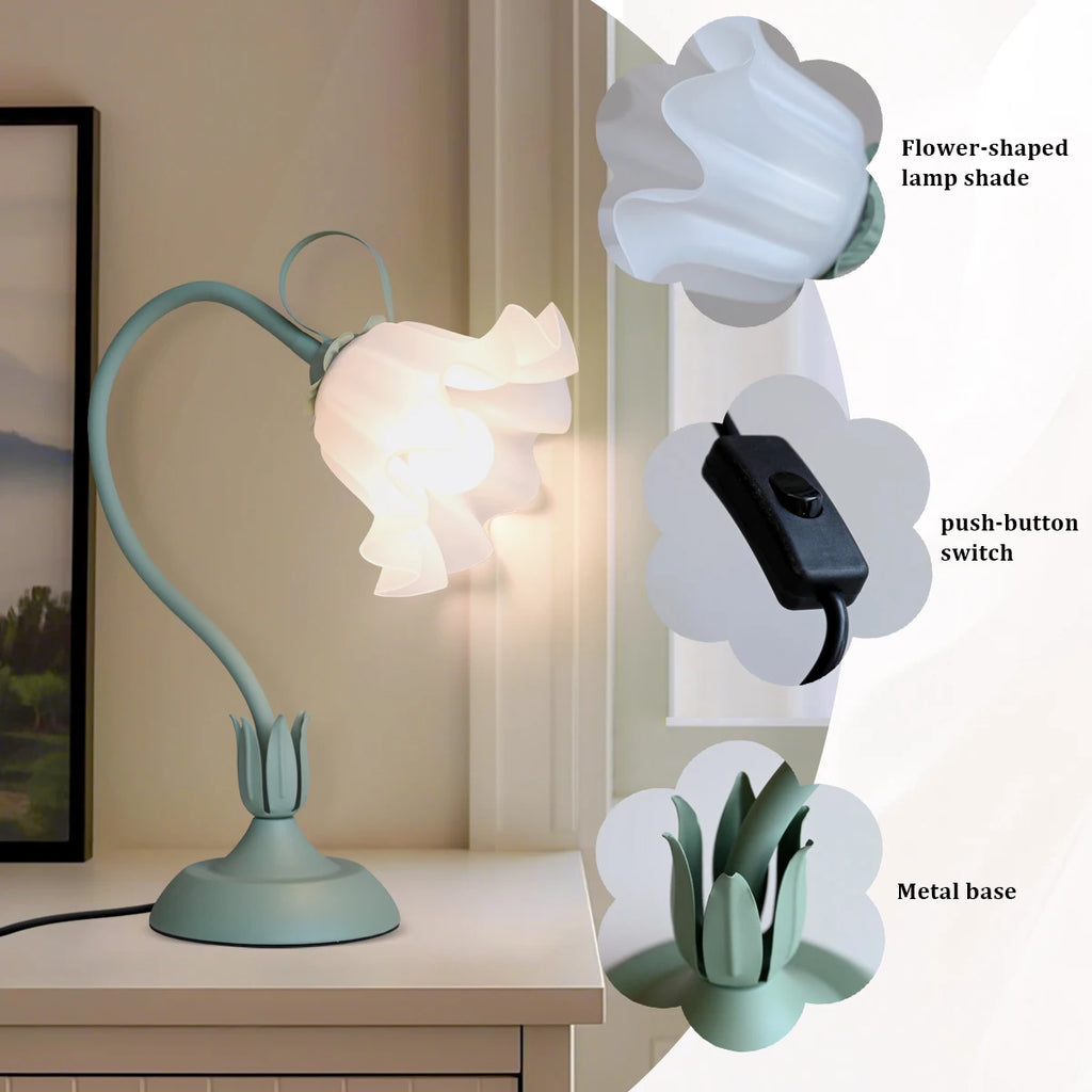 Vintage Bedside Flower Lamp