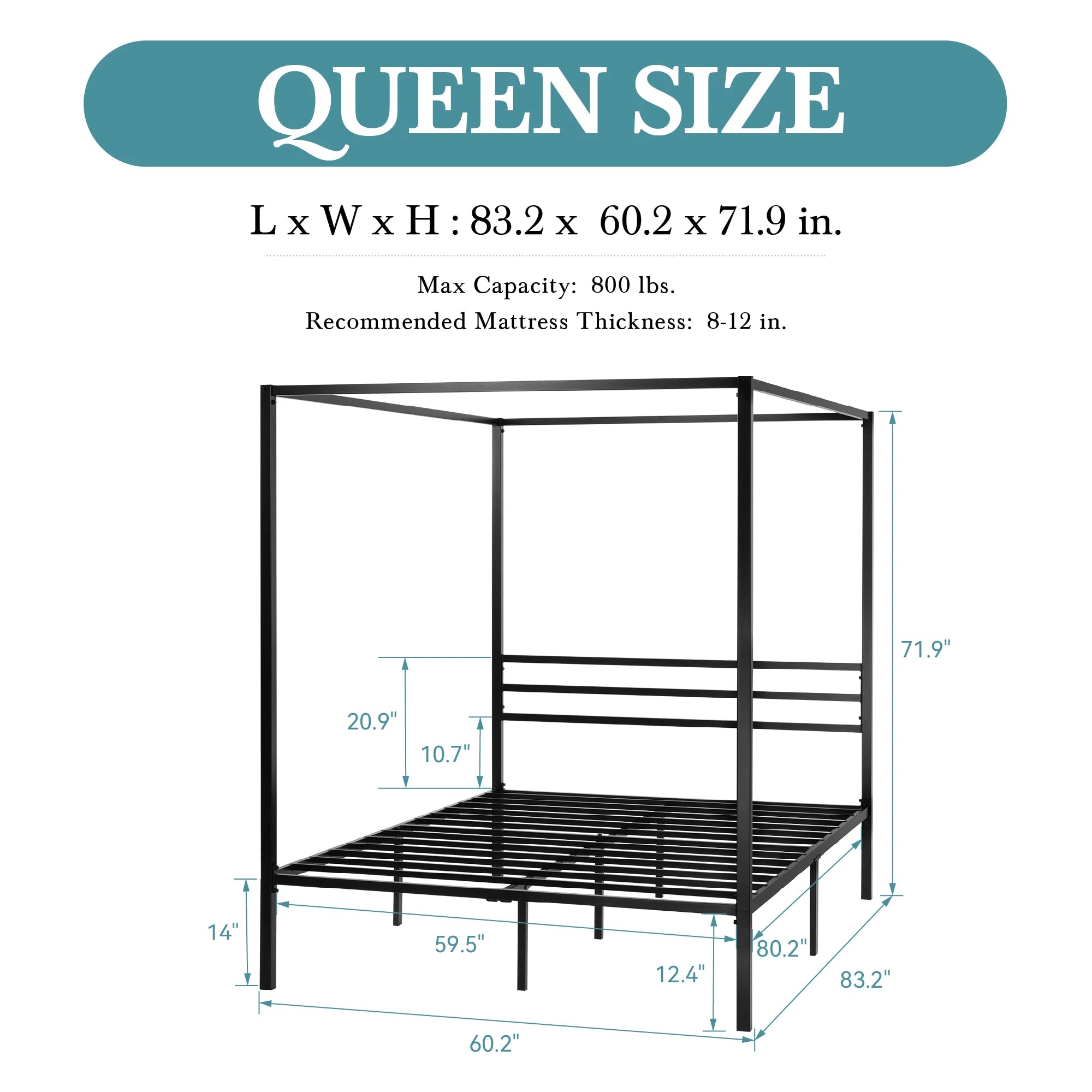 HOOMIC Canopy Bed Frame