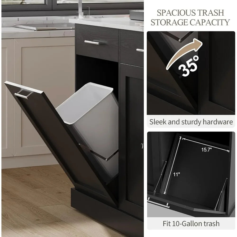 Kitchen Island with Trash Can Storage